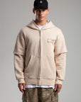 SWEAT ZIPPÉ DOUBLE MANCHE BEIGE