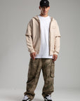 SWEAT ZIPPÉ DOUBLE MANCHE BEIGE