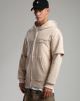 SWEAT ZIPPÉ DOUBLE MANCHE BEIGE